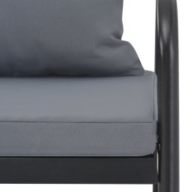 vidaXL 2 Seater Patio Sofa with Cushions Gray Aluminum