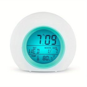 1pc, Kids Alarm Clock, Update 2020 Model, 7 Color Changing Night Light, Snooze Touch Temperature Detect For Children's Bedroom