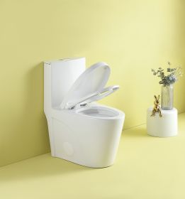 1.1/1.6 GPF Dual Flush One-Piece Toilet, Elongated Bowl with Soft Close Seat, Water-Saving MAP 1000g, Comfort Chair Seat ADA Height