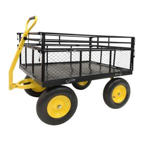 Steel Garden Cart, Heavy Duty 1400 lbs Capacity, with Removable Mesh Sides to Convert into Flatbed