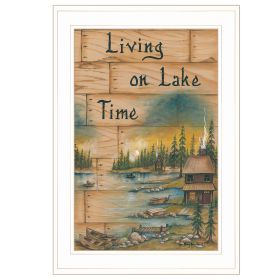 "Living On The Lake" by Mary June, Ready to Hang Framed Print, White Frame