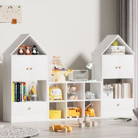 Versatile Children's Bookshelf with House-Shaped Design, Multi-Functional Storage for Books and Toys, Adjustable Placement