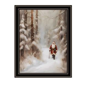 Trendy Decor 4U Santa's Winter Stroll Black Framed Wall Art for Living Room, Holiday Wall Art Print for Home Decor, Bedroom Wall Art by Jo Moulton