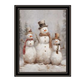 Trendy Decor 4U Three Snowman Pals Black Framed Wall Art for Living Room, Holiday Wall Art Print for Home Decor, Bedroom Wall Art by Jo Moulton