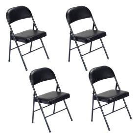 4pcs Elegant Foldable Iron & PVC Chairs for Convention & Exhibition Black