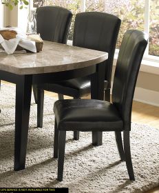 Dining Chairs Set of 2, Dark Espresso Finish Wooden Kitchen Dining Room Furniture Faux Leather Upholstery Side Chairs