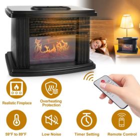 Electric Fireplace Heater 800W Artificial Flame Stove Heater with Accurate Digital Thermostat Timer Setting Remote Control Overheating Protection For