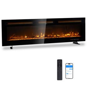 ZOKOP 60" Smart WiFi Electric Fireplace Insert, 1500W Wall Recessed/Mounted, Freestanding Fireplace Heater with Remote Control