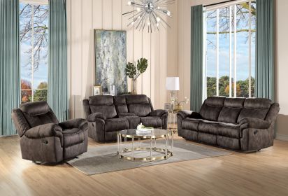 Zubaida Two Tone Chocolate Velvet 3PCS Recliner Living Room Set