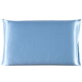 Pillowcase Satin Solid Color Simulation Silk Single Pillowcase Ice Silk Pillowcase (Option: Blue-20x26inches-1PC)