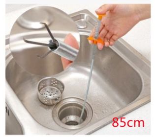 60CM Sewer Dredger Spring Pipe Dredging Tool Household Hair Cleaner Drain Clog Remover Cleaning Tools Household For Kitchen Sink Kitchen Gadgets (Option: Yellow 85 cm)