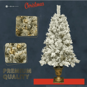 Pre-lit Xmas Tree Artificial Christmas 4-Piece Set (Color: Green)