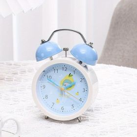 Candy-colored Night Light Alarm Clock Creative Fruit Alarm Clock Silent Student Bedside Cute Ornaments (Color: Blue (battery Not Included))