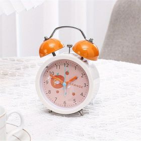 Candy-colored Night Light Alarm Clock Creative Fruit Alarm Clock Silent Student Bedside Cute Ornaments (Color: Orange (batteries Not Included))