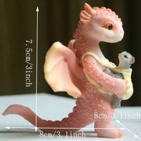 1pc Miniature Fairy Garden Figurines, Cute Resin Dragon Statue, Mini Dragon Reading Figurine, Mini Pink Dragon And Baby Statue, Fairy Garden Decor (Items: Dragon And Baby Dragon)