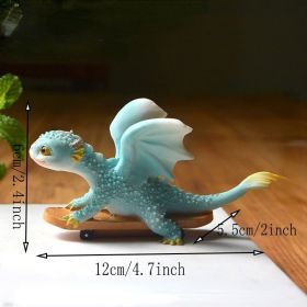 1pc Miniature Fairy Garden Figurines, Cute Resin Dragon Statue, Mini Dragon Reading Figurine, Mini Pink Dragon And Baby Statue, Fairy Garden Decor (Items: Dragon On Skateboard)