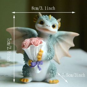 1pc Miniature Fairy Garden Figurines, Cute Resin Dragon Statue, Mini Dragon Reading Figurine, Mini Pink Dragon And Baby Statue, Fairy Garden Decor (Items: Dragon Bouquet)