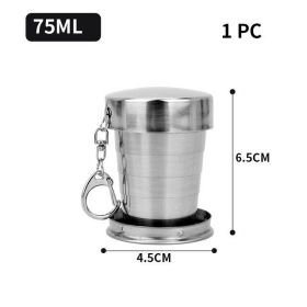 Stainless Steel Folding Cup Portable Outdoor Travel Camping Telescopic Cup Ourdoor Foldable Drinkware 75ml/150ml/250ml (Color: 75ml)