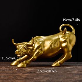 NORTHEUINS Graffiti Painting Resin Bull Figurines Home Living Room Bedroom Office Desktop Feng Shui Ornaments Collection Statues (Color: Golden L)