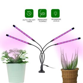 Top LED Grow Light,6000K Full Spectrum Clip Plant Growing Lamp with White Red LEDs for Indoor Plants,5-Level Dimmable,Auto On Off Timing 4 8 12Hrs (type: 4 head)