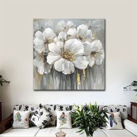 Hand Painted Oil Paintings Hand Painted Square Floral / Botanical Pop Art Living Room Hallway Bedroom Luxurious Decorative Painting (Style: 01, size: 150x150cm)