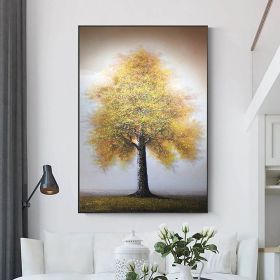 Hand Painted Oil Painting Original Tree Painting on Canvas Large Abstract Gold Big Tower Tree Landscape Acrylic Oil Painting Modern Living Room Wall A (Style: 01, size: 50x70cm)