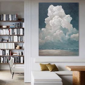 Hand Painted Oil Painting White Cloud Textured Wall Art Blue Sky Painting Cloud Painting Minimalist Cloud Wall Art White Cloud Art Blue Sky Wall Art N (Style: 01, size: 50x70cm)