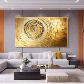 Hand Painted Oil Painting Original Gold Texture Oil Painting on Canvas Large Wall Art Abstract Minimalist Painting Golden Decor Custom Painting Living (Style: 01, size: 40x80cm)