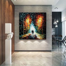 Hand Painted Oil Painting Original Romantic Cityscape Oil Painting On Canvas Large Wall Art Abstract Colorful Forest Painting Custom Tree Painting Bed (Style: 01, size: 70x70cm)