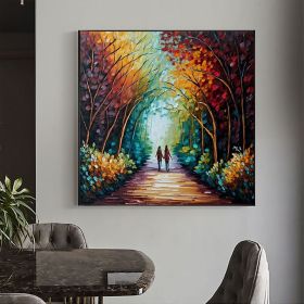 Hand Painted Oil Painting Abstract Original Romantic Cityscape Oil Painting On Canvas Large Wall Art Colorful Tree Painting Custom Painting Living roo (Style: 01, size: 70x70cm)