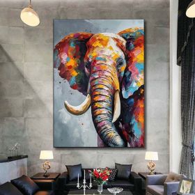 Hand Painted Oil Painting Boho Wall decor Colorful elephant Oil Painting on Canvas animal painting art large 3d wall art original painting Texture Acr (Style: 01, size: 150x220cm)