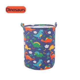 Cotton Linen Dirty Laundry Basket Foldable Round Waterproof Organizer Bucket Clothing Children Toy Home Large Capacity Storage (Color: G598B)