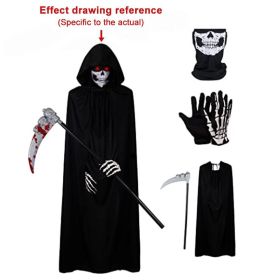 1 Set Halloween Grim Reaper Cloak Costumes Reaper Black Cape Terror Death Hook Sickle Horr Halloween Party Cosplay Costume Props (Ships From: China, Color: Mixed set)