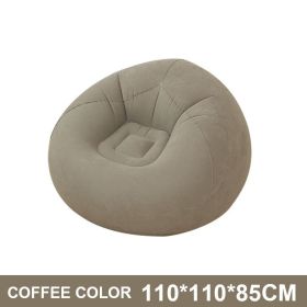 Large Lazy Inflatable Sofas Chair Flocking Flocking Sofa Chair Lounger Seat Bean Bag Sofa For Outdoor Living Room Camping Travel (Ships From: China, Color: Coffee)