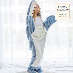 Shark Blanket Hoodie Onesie Adult Kid Cozy Shark Hoodie Blanket - Soft Flannel Wearable Sleeping Bag, Machine Washable (Length: 210CM, Color: Gray Blue)