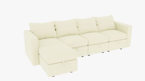 Modular 6-Piece Sectional Sofa – 109''L x 54.5''W x 34''H, Available in Beige, Black, and Gray (Color: Beige)