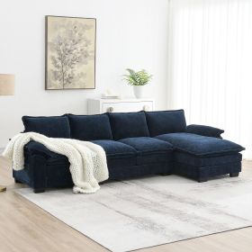 [VIDEO provided][New]118*55" Modern L-shaped Chenille Cloud Sofa with Double Seat Cushions,5-seat Upholstered Indoor Furniture (Color: as Pic)