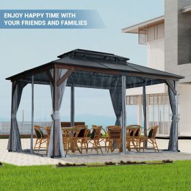 10x13FT Gazebos-Double Roof Sunshade (Wooden Legs)- kk outdoor (size: 10*13FT)