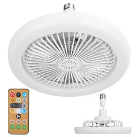 Ceiling Fan With Lights Remote Control 9.44in E27 Socket Fanlight with Dimmable Dimming Light Color Brightness 3 Fan Speed Timer Function (Color: White)