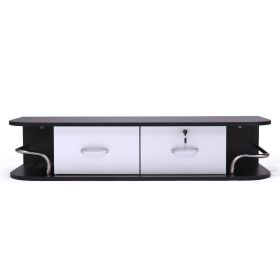 Modern Wall-Mounted Styling Station;  Hair Salon Locking Cabinet with Storage Drawers;  Equipment for Barber Beauty Spa Salon Shops (Color: black+white)