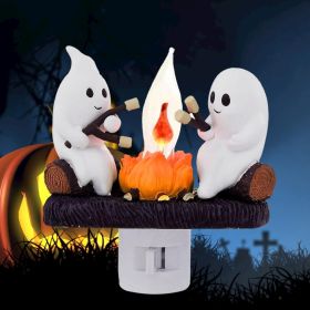 Ghost Campfire Flickering Night Light, 3D Small Electric Faux Campfire Night Light, Home Decorations (Quantity: 1 Pack)