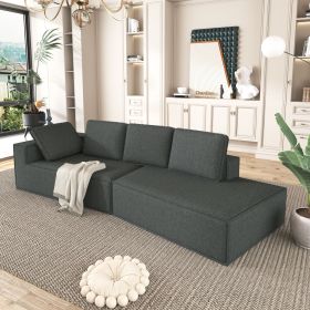 125" Stylish Chaise Lounge Modern Indoor Lounge Sofa Sleeper Sofa with Clean Lines for Living Room (Color: grey, Material: Chenille)