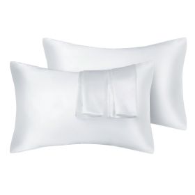 75D Satin Artificial Silk Pillowcase (Option: White-Standard 20X26in-1pcs)